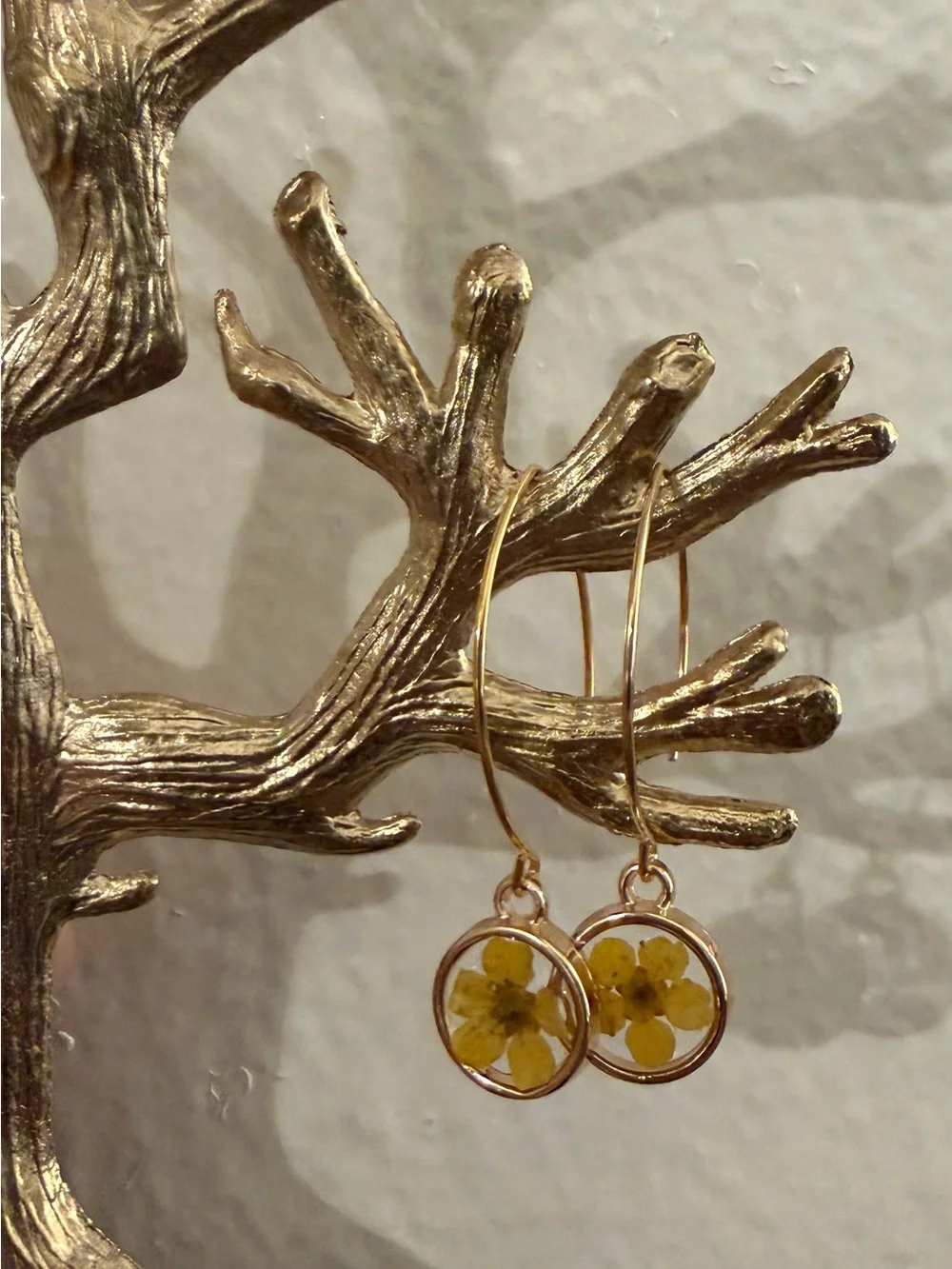 18k Gold Plated Threader Yellow Daisy Earrings